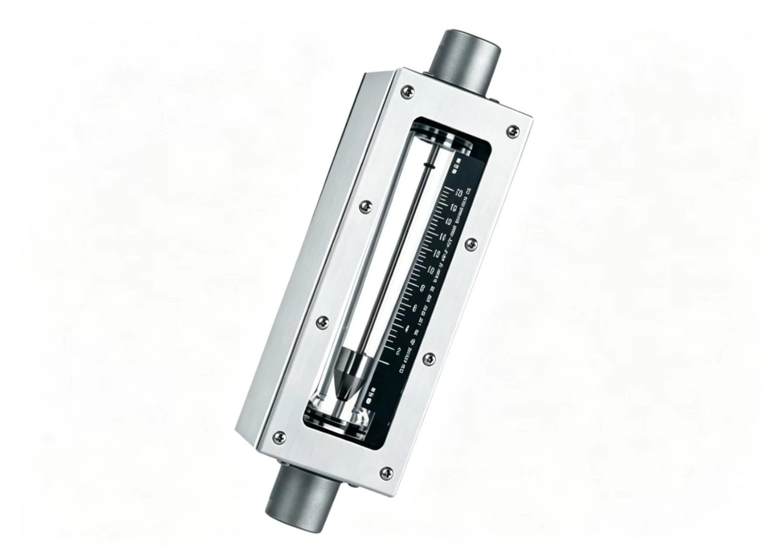 Glass tube rotameter close-up